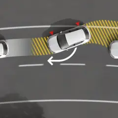 Samochód na zakręcie wpada w poślizg. System ASR (kontrola trakcji) zapobiega dalszemu ślizganiu się kół, pomagając utrzymać stabilność.
