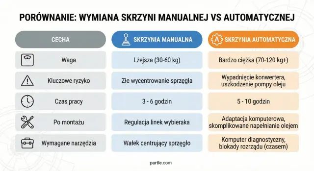 Ile waży skrzynia biegów? Masa manuala i automatu